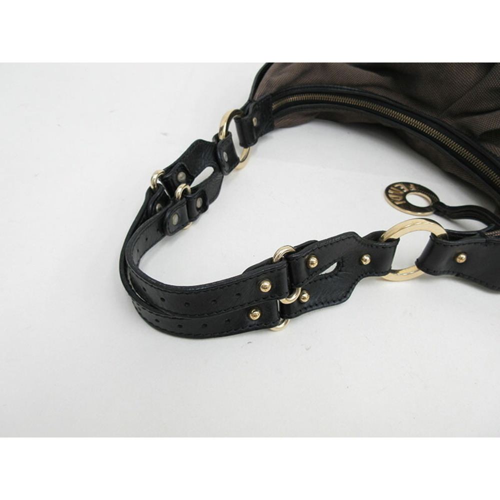 FENDI Shoulder Bag Brown Black Canvas Leather - Picture 6 of 10